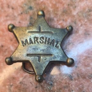 Vintage Brass Marshal Novelty Western Star Badge Belt Buckle